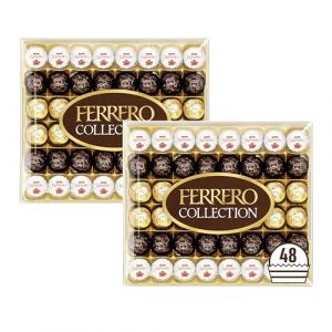 Ferrero Rocher Collection – Lot de 2 Coffret XXL de 48 Chocolats Fins Ferrero - Rocher, Raffaello & Rondnoir – - Offre Spéciale Fête (Izotech, neuf)