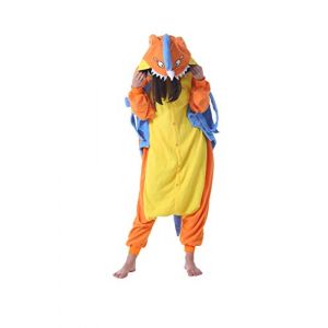 DarkCom Unisexe Adulte Cosplay Orange Dragon Animal Onesie Kigurumi Costume One Piece Pyjamas V&ecirc;tements de Nuit Combinaison M (DarkCom-fr, neuf)