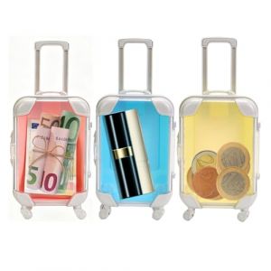 Tirelire D&eacute;co Mini Valise Voyage (7,5x13x3,5 cm) - Coffret &agrave; Argent Carte du Monde, Id&eacute;e Cadeau Original Anniversaire/Mariage/Vacances - D&eacute;coration &Eacute;conomie pour &Eacute;pargner Fonds de Voyage (Audio frequency%, neuf)