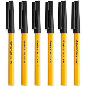 STAEDTLER Lot de 6 stylos bille fins 0,3 mm 430 F Encre noire (OMGHC., neuf)