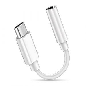 Adaptateur USB C vers Jack auxiliaire 3,5 mm, Compatible OnePlus 6T/Huawei P30 Pro/Mate 20 Pro/Samsung Galaxy/Xiaomi et Plus, avec Tous Les Types C Blanc (PAPAMICHAIL-ANDROULLA, neuf)