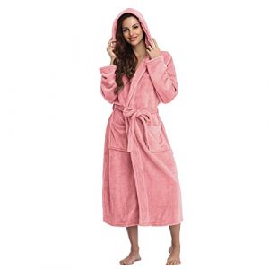 Peignoir De Bain Femme Unisexe Eponge Capuche Automne Hiver Peignoir avec Capuche Chaude Peignoir Moelleux Éponge Douce Coton Eponge Vêtements De Détente Robe De Chambre Une Pièce (Blingko, neuf)