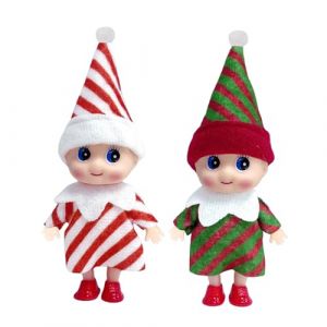 2 Pièces Bébé Elfe de Noël,Petit Lutin Farceur Bebe Jumeaux,Mini Mignon Poupée Elfe Accessoire de Tradition pour Noël,Poupée de Noël Jouet Cadeau pour Enfants Filles et Garçons Décorations de Noel (YIHUAN Official Store, neuf)