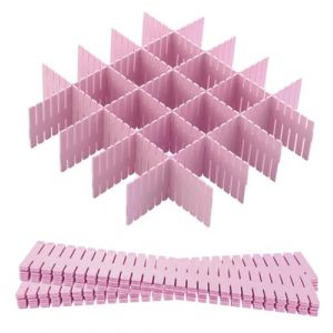 Hantoc 12 Pièces Grille Diviseur de Tiroir, Organisateur de Tiroir Réglables Separateur de Tiroir pour sous-Vêtements, Chaussettes, Maquillage, Fournitures de Bureau, Rose (Hantoc Europe, neuf)