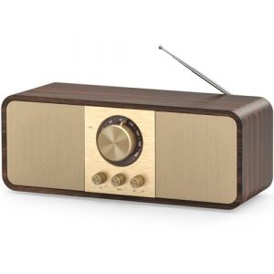 Radio Vintage, Radios R&eacute;tro avec Bluetooth et Carte TF, Alimentation par Batterie 3000mAH, avec 2 Woofers de 8 Watts, Radios R&eacute;tro avec AUX/USB, Radio Cuisine/Chambre/Bureau (ClaraTech, neuf)