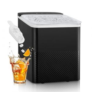 FOHERE Machine à Glaçons, 14Kg en 24h, 9 Glaçons en 5 Minutes, 2 Tailles de Glaçons, Ice Maker Portable de Comptoir, Appareil à Glacons Autonettoyante, Silencieuse, pour la Maison/Cuisine/Camping (FOcusDirect, neuf)