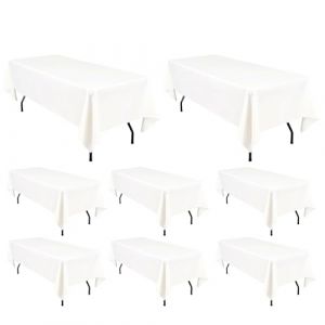 Lot de 8 Ivoire Nappes Rectangulaires en Polyester de 153 x 260cm pour Tables rectangulaires de 6 Pieds/1,8m,Couverture de Table en Tissu Lavable pour Mariage/Buffet/Table à Manger/événements (Passioneed EU, neuf)