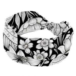 Bandeaux pour femme, motif &oelig;uf de P&acirc;ques, lapin, noir, blanc, doux, large, antid&eacute;rapant, &eacute;lastique pour cheveux, turban &agrave; n&oelig;ud torsad&eacute; (ocenuttldat, neuf)