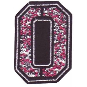 Écusson Patch Badge strass Brodé ecusson lettre alphabet thermocollant " lettres en strass 8-10 cm " (rose O) (B2SEE LTD avec TVA francaise et livraison LaPoste, neuf)
