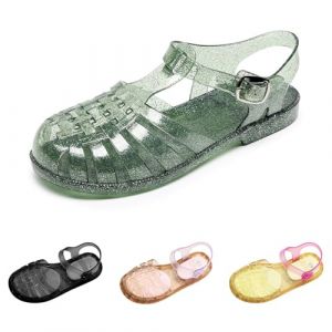 Sandales en caoutchouc pour femme, en plastique, chaussures classiques &agrave; boucle transparente, chaussures de plage en cristal (goodups, neuf)