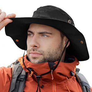 Comhats Grand chapeau de soleil pour homme XL &agrave; XXL, large bord UV, chapeau de safari Bonnie pour l'&eacute;t&eacute;, l'ext&eacute;rieur, la randonn&eacute;e, la p&ecirc;che, la marche, Noir , Large/X-Large (TOP-EX Hats, neuf)