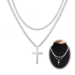 UEIOAVL croix chretienne homme collier homme chaine homme collier croix homme pendentif homme chaine argent homme collier homme argent collier croix pendentif croix chaine acier inoxydable chretien (KONGLINpengde, neuf)