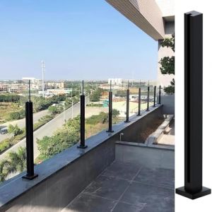 Cvter Garde-corps en Verre Acier Inoxydable - 65cm Poteau de Balustrade en Verre Noir, Syst&egrave;me de Balustrade en avec Robinets, Fentes pour Terrasse, Balcon, Piscine, Jardin, Fin du message (liujianjun-us, neuf)
