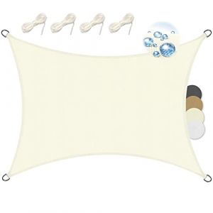 Sol Royal Voile d'Ombrage Rectangulaire 3x4m Imperméable PES SolVision PS9 – Toile Protection Solaire et UV pour Pergola avec Fixation – Brise Vue Creme pour Patio, Terrasse, Balcon & Jardin (Brandvin, neuf)