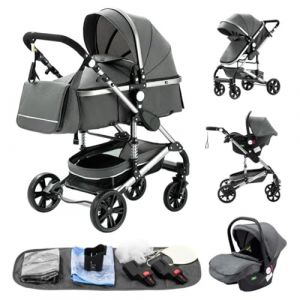YAZOCO Poussette 3 en1 Compacte Poussette CombinéEs Anstout Terrain Luxe Haut Paysage Quadruple Pliable Canne Bébé Poussettes Confort Convient aux Nouveau Nés (YAZOCO BRAND STORE, neuf)