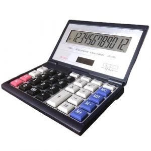 Maizoon Calculatrice solaire &agrave; double puissance avec affichage &agrave; 12 chiffres Grand &eacute;cran pliable Flip Cover Big Button Outil informatique portable pour les finances, les affaires, le bureau et l'&eacute;cole (Maizoon, neuf)