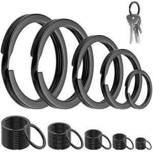 KGGZKG 60 Pcs Anneau Porte-Clés Anneaux 30mm 28mm 25mm 20mm 15mm Porte Clef Plats Ronds Brisés en Métal Noir pour Clé de Voiture Maison Bureau Arts Artisanat 5 Tailles (KeKeTrading, neuf)