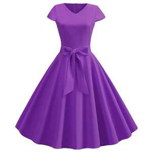 Robe Ann&eacute;es 50 Vintage Femme Retro Rockabilly Pin-Up Chic Et Elegante Robes sans Manche Dos Nu Ann&eacute;es 1950 50 60 Swing Casual Dress De Mariage Audrey Hepburn Retour Soir&eacute;e F&ecirc;te (qiaoxiahe, neuf)