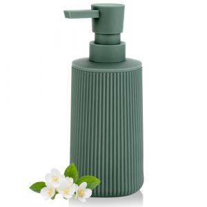 Distributeur Savon Vert pour Salle de Bain, Rechargeable Distributeur Liquide Vaisselle, Distributeur Savon Cuisine pour Plan de Travail (Vert) (AJEUNGAIN, neuf)