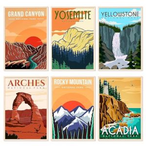 YALKIN Lot de 6 kits de peinture par numéros sur toile, sans cadre, peinture à l'huile acrylique, décoration murale d'intérieur, 25 x 35 cm (inHome-EU, neuf)