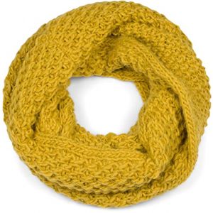 styleBREAKER Écharpe loop en maille avec un motif tricoté épais, foulard tube en maille grossière unie, unisexe 01018157, couleur:Moutarde (styleBREAKER, neuf)
