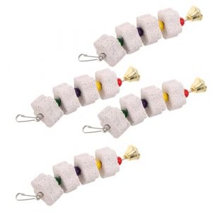 FIXOSHEE Lot de 4 Pierres &agrave; M&acirc;cher Naturelles pour Perroquets et Petits Animaux &ndash; Pierre &agrave; Bec pour Perruche &agrave; M&acirc;cher pour Chinchillas Accessoire de Cage pour Limer Bec et Dents (Jiingsq, neuf)