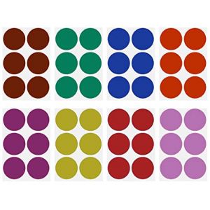 Royal Green Lots de 48 autocollants ronds de 50 mm - Couleurs assorties : rouge, bleu, vert, jaune, violet, orange, marron et rose - Facile &agrave; d&eacute;coller 48-Pack 8 couleurs Combo - 48 (RoyalGreenMarketEU, neuf)
