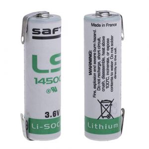 SAFT LS14500CNR Lot de 10 piles au lithium jetables avec cosses à souder en forme de U 3,6 V 2,6 Ah (P & F France, neuf)