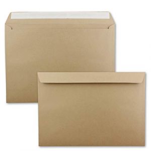 Lot de 10 grandes enveloppes - XXL - DIN C4 - Papier kraft marron sable &ndash; 22,9 x 32,4 cm &ndash; Fermeture adh&eacute;sive sans fen&ecirc;tre &ndash; Enveloppes d'exp&eacute;dition pour format A4 (GUSTAV NEUSER GmbH, neuf)
