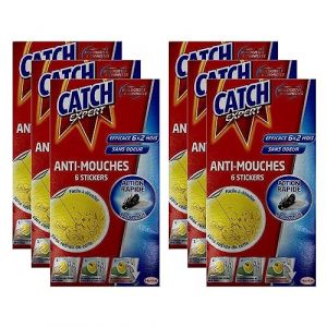 CATCH Lot de 36 (6x6) Stickers Anti-Mouches Décoratifs jaunes sans odeur (Stock Bureau Maison Bien-être, neuf)