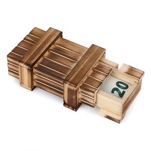 FunX Coffre-fort en bois avec compartiment secret - Boîte cadeau créative pour mariage, anniversaire, cérémonie de jeunesse, mariage - Boîte à énigmes magique en bois véritable - 10 x 6 x 4 cm (Olsen Store GmbH, neuf)