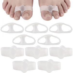 Lot de 10 Separateur Orteil, Correcteur D'orteils en Gel Séparateurs D'orteils avec 2 Boucles Marteau Orteil Correcteur de Coussinets Ecarteur Redresseur D'orteil pour les Orteils Chevauchants (JuYiMingRu, neuf)