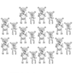 Mobestech 20 pi&egrave;ces Nail Art Ornements Ours M&eacute;tal Charms Ongles Brillants Argent&eacute;s Accessoires DIY pour D&eacute;coration Ongles Maison et Salon (Cash Liu, neuf)