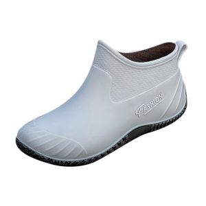 Chaussures de jardin imperm&eacute;ables &agrave; enfiler pour femme, bottes de pluie en caoutchouc &agrave; coupe basse avec semelle antid&eacute;rapante, chaussures de jardinage l&eacute;g&egrave;res, noir et rouge, pour le travail boueux (Silver Clear Selection, neuf)