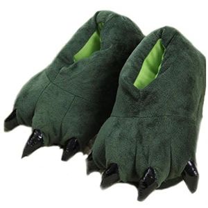 Chaussons femme Chaussons à pattes d'animaux Chaussons d'hiver mignons Chaussons d'intérieur pelucheux (Green, Adulte, Femme, 45, Numérique (intervalle), Système Taille Chaussures EU, 47, Moyen) (YELAN STORE, neuf)