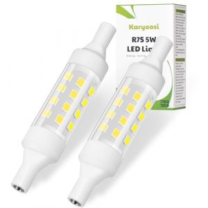 Karyoosi Ampoule LED R7S 78mm 5W 550LM, &eacute;quivalent 60W J78 Lampes Halog&egrave;nes, Blanc Froid 6000K, R7s LED 78mm, &Eacute;clairage &agrave; Faisceau 360 &deg;, AC 220-240V, Non-Dimmable, Lot de 2 (chunzhiyuan, neuf)