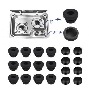 Phatrip Smev Lot de 12 supports de casserole en caoutchouc et 8 capuchons de protection en caoutchouc antirouille pour réchaud de camping-car, compatibles avec les barres de 5 mm de Smev (PHATRIP, neuf)