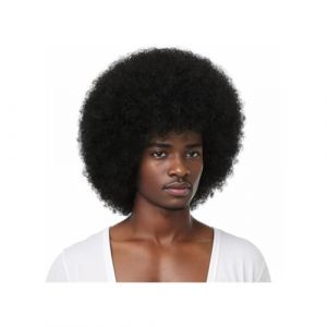 Hair Toppers Femme Perruques synthétiques afro rock des années 70 en 4 couleurs - Cheveux synthétiques bouclés, design élégant, parfait for le cosplay d'Halloween for hommes/femmes(Black) (xiaoxiwenuk, neuf)
