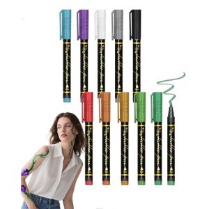 10Pcs Stylo Tatouage Temporaire, Feutre Paillette Tatouage Kit pour Visage et Corps, Tattoo Ephemere Pen, Métallique Brillant Maquillage pour Femme,Fille,Halloween,Noël,Cosplay, Carnaval,Anniversaire (Lestpola Ltd, neuf)