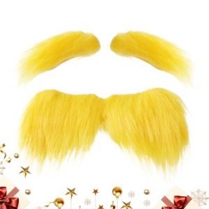Fausse Moustache Blonde | Fournitures De F&ecirc;te Dr&ocirc;le Autocollants Jaunes | Fausse Moustache De No&euml;l,Pour Halloween Festival F&ecirc;te &Eacute;v&eacute;nements Vacances Automne Voyage Personnage Spectacle Th&eacute;&acirc;tral (mansh, neuf)