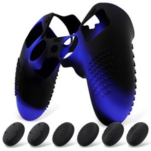 playvital Coque Protection pour ps5 Edge Manette,Housse Silicone avec 6 Capuchon Joystick pour ps5 Edge Controller Cover Skin,Anti-Dérapante Accessoire-Bleu & Noir,3D Studded Edition (Game Skindecal Store, neuf)