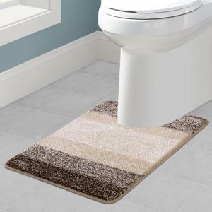 Enyhom Tapis de Toilette Ultra Doux, Tapis WC Contour Antid&eacute;rapant Tapis de Bain Lavable en Machine, Absorbant l'eau Epais Tapis de Bain 50 x 60 cm, Cafe (Pauwer Enyhom, neuf)