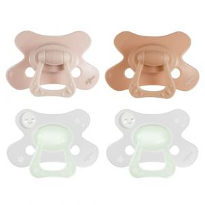 Difrax T&eacute;tine 6-18 Mois Natural &ndash; Sucette Naissance avec T&eacute;tine Silicone - Facile &agrave; Accepter - un Apport Optimal d'Air &ndash; Tutute B&eacute;b&eacute; 6 Mois et Plus &ndash; Fleuri & P&ecirc;che - 4 Pi&egrave;ces (Difrax LOVI, neuf)