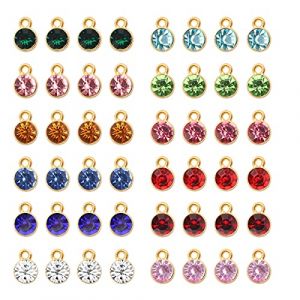 96 Pièces Cristal Pierre de Naissance Ronde Charmes Strass Perles Pendentifs Bijoux Accessoires DIY Collier Bracelets Boucle D'oreille Fabrication de Bijoux (12 Couleurs) (POSIRY, neuf)