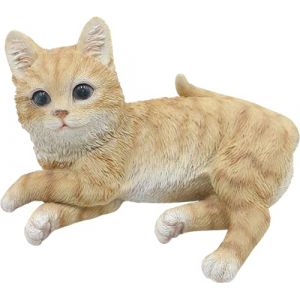Bambelaa! Figurine de chat - Sculpture de jardin - En polyrésine - Pour l'extérieur et l'intérieur - Beige - Environ 15,5 × 10 × 8 cm (Bambelaa!, neuf)