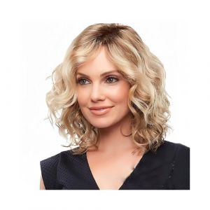 perruque femme naturelle Perruque Femme Cheveux Courts Bouclés en Fleur de Poire Permanente Blonde Cheveux Courts Fibre Synthétique perruque femme (fubinbinbaihuo, neuf)