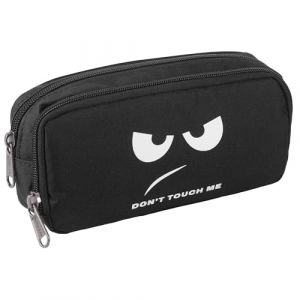 JIANTA Trousse à Crayons Noire, Grande Trousse à 2 Compartiments, Trousse Scolaire, Trousse à Crayons Zippée en Toile pour Femmes avec Fermeture Éclair Cadeau de Bureau pour Adultes (JIANTA, neuf)