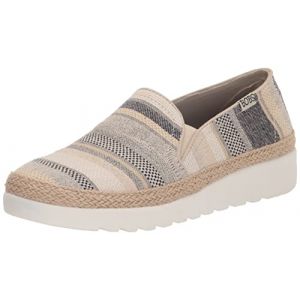 Skechers Femme Flexpadrille Hi-Woven Stripe Gore Slip on Basket, Navy Blue Multicoloured, 41 EU (Web-sport, neuf)