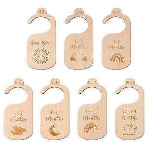 7 Pièces Séparateurs de Placard en Bois pour Bébé Separateur Penderie Bebe par Mois Organisateurs de Vêtements pour Bébé du Nouveau-né à 24 Mois Décor de Cintre Organisateurs En Tissu pour Bébé (YJSXHSM-SHOP, neuf)