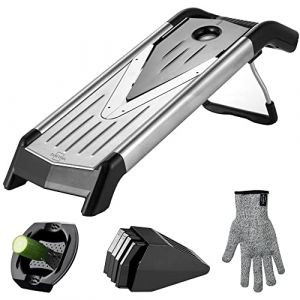 SILBERTHAL Mandoline Japonaise Inox Avec Lame En V - Avec Protège Main Et Gant - 5 Modes Pour Résultat Uniforme (premano, neuf)